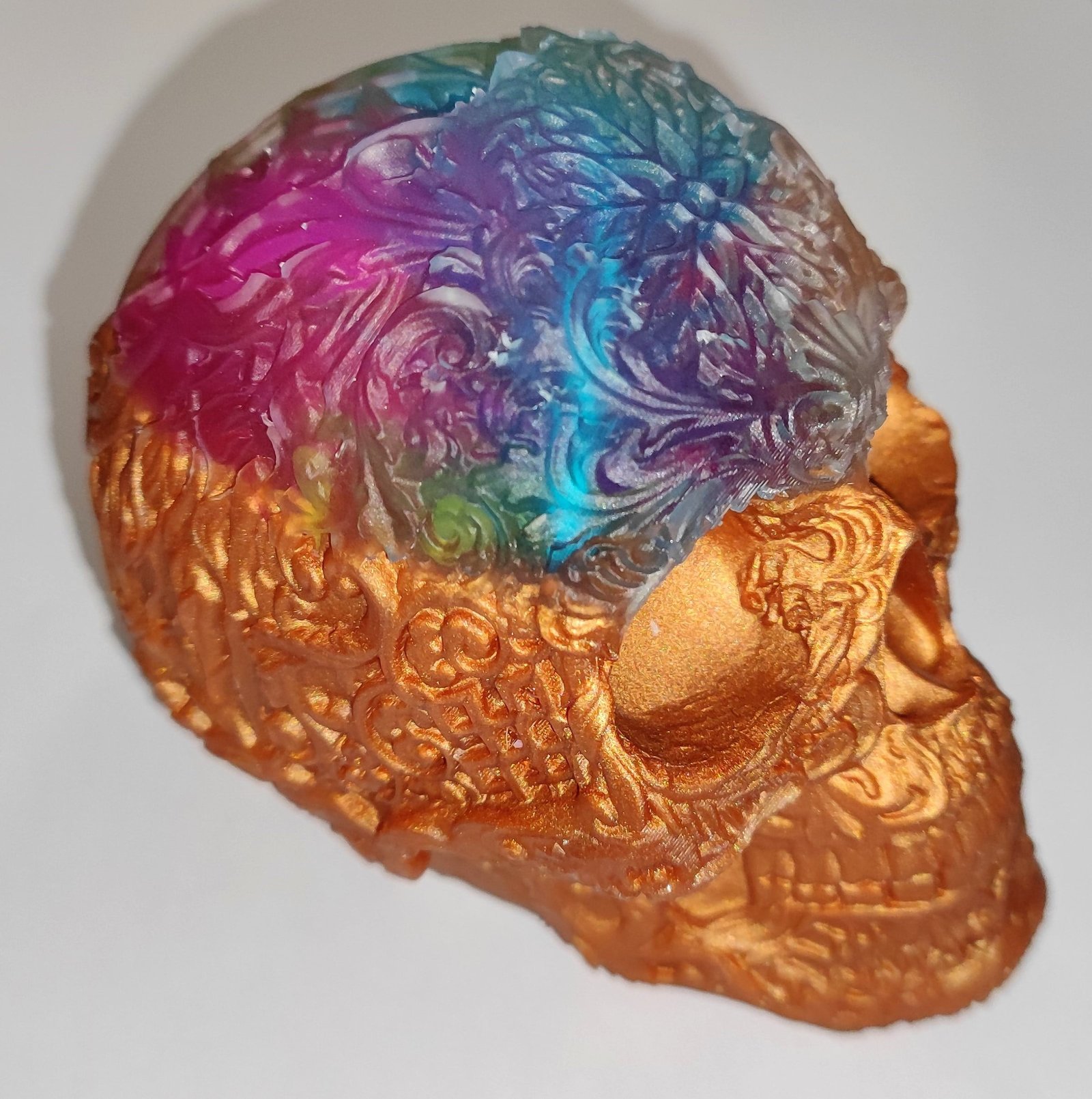 Crâne skull résine epoxy couleur bronze