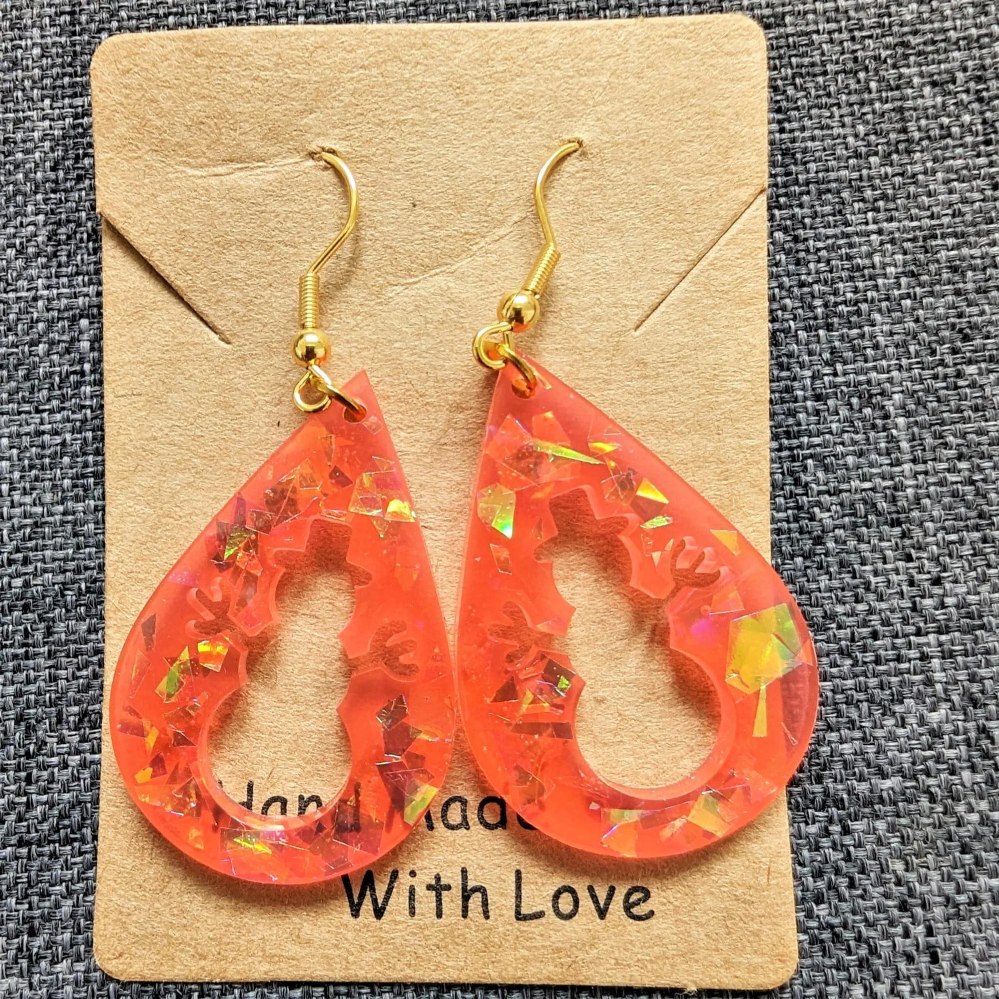 Boucles d’oreilles bonhomme de neige rouge holographique