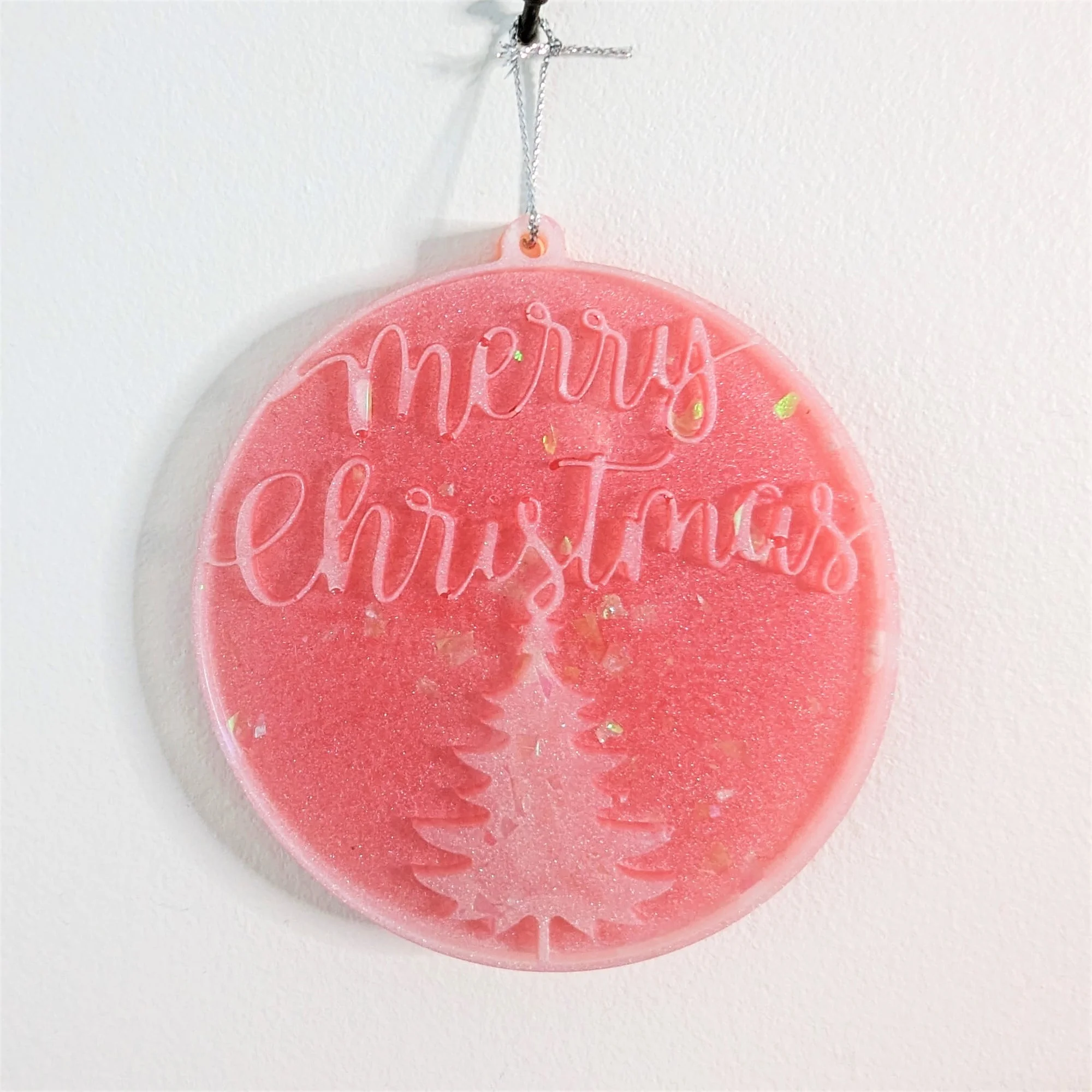 Suspension boule sapin rouge et blanc